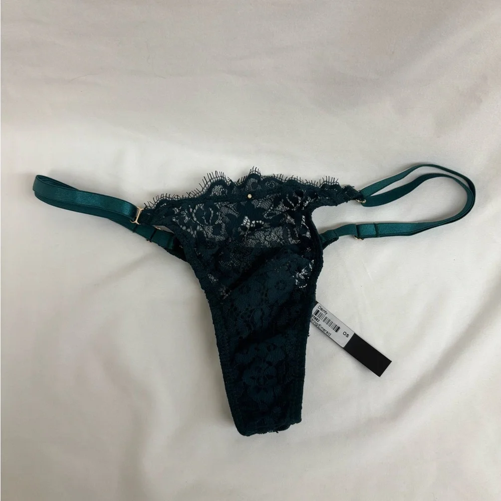 Gooseberry intimates thong lace one size small-xl emerald and grey new - Picture 7 of 13